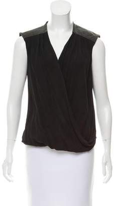 Helmut Lang Sleeveless Leather-Trimmed Top