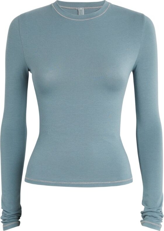 SKIMS Cotton-Blend Long-Sleeved T-Shirt - ShopStyle Tops