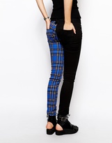 Thumbnail for your product : Tripp NYC Plaid Printed Split Leg Skinny Jeans