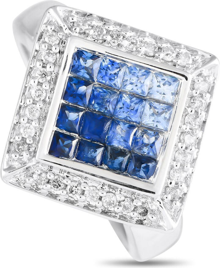LB Exclusive 14K White Gold 0.20ct Diamond and Sapphire Ring MF20-120324