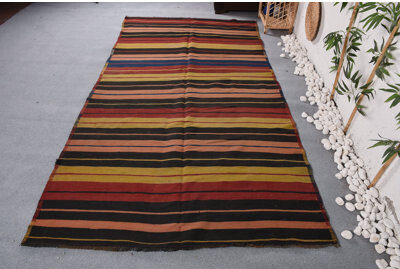 Isabelline Kilim, Turkish Rugs, Bedroom Rugs, Cool Rugs, Vintage Rugs, Red 4.9x9.4 ft Large Rug