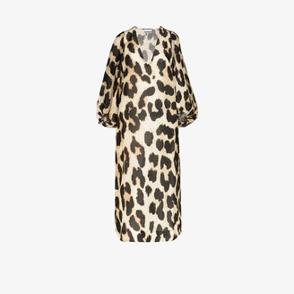 Ganni Leopard Print Midi Dress