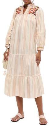 Anna Sui Embellished Gathered Jacquard Midi Dress