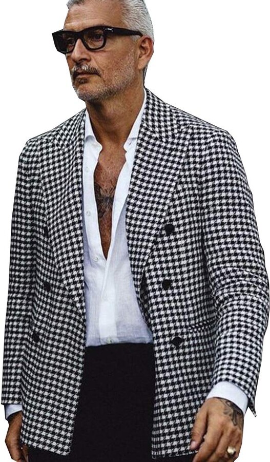 black and white houndstooth blazer mens