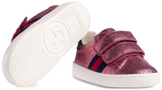 Gucci Children Toddler glitter sneaker with Web