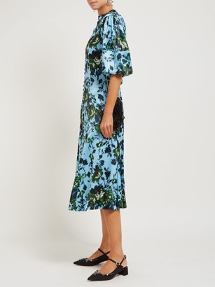 Erdem Margo Floral-print Button-down Dress - Blue Multi