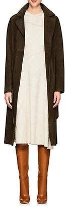 Barneys New York Women's Suede High-Waisted Trench Coat - Olive