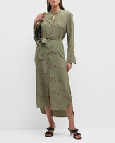 Thumbnail for your product : Equipment Connell Bird-Print Silk Tunic Dress