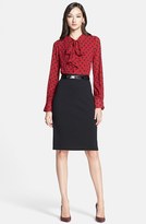 Thumbnail for your product : St. John 'Classic Dot' Tie Neck Stretch Silk Blouse