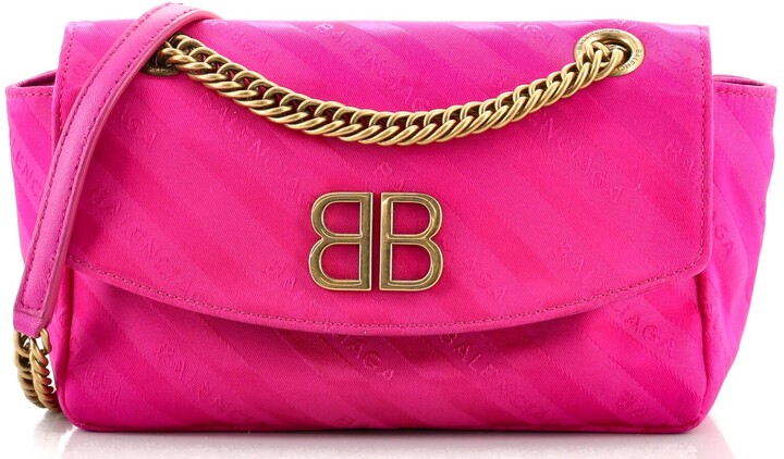 Balenciaga BB Chain Round Shoulder Bag Jacquard Small - odista.com