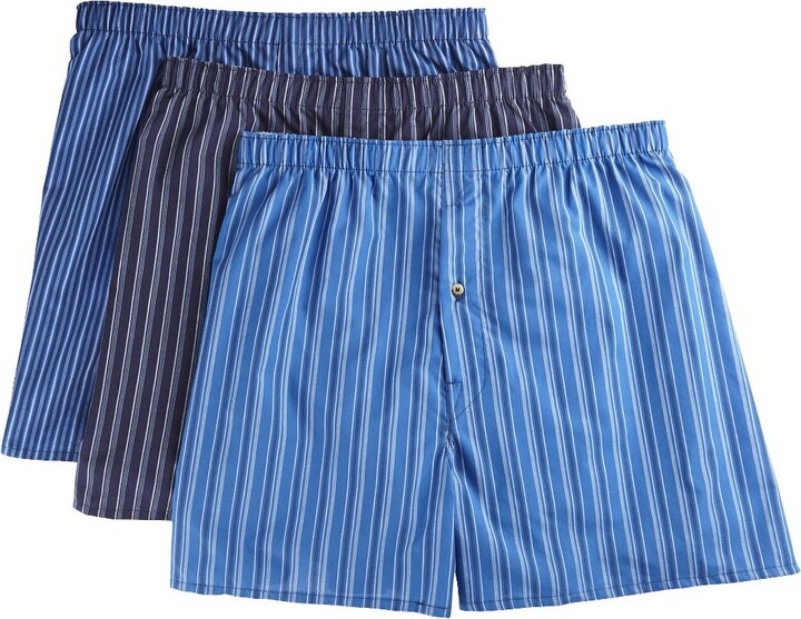Harbor Bay Mens Big and Tall 3 Pack Stripe Woven Boxers Men's Big and