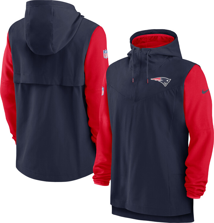 Men's Nike Navy/Red New England Patriots Sideline Player Quarter-Zip Hoodie