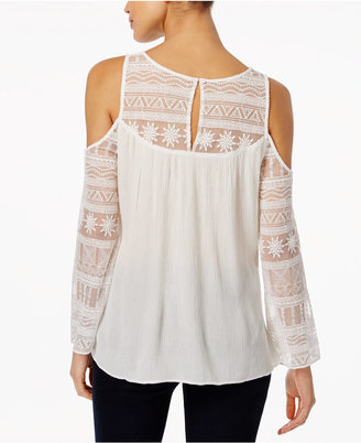 INC International Concepts Embroidered Cold-Shoulder Top, Only at Macy's