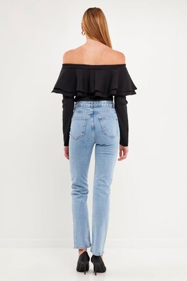 Endless Rose High Waisted Fitted Knit Flare Pants