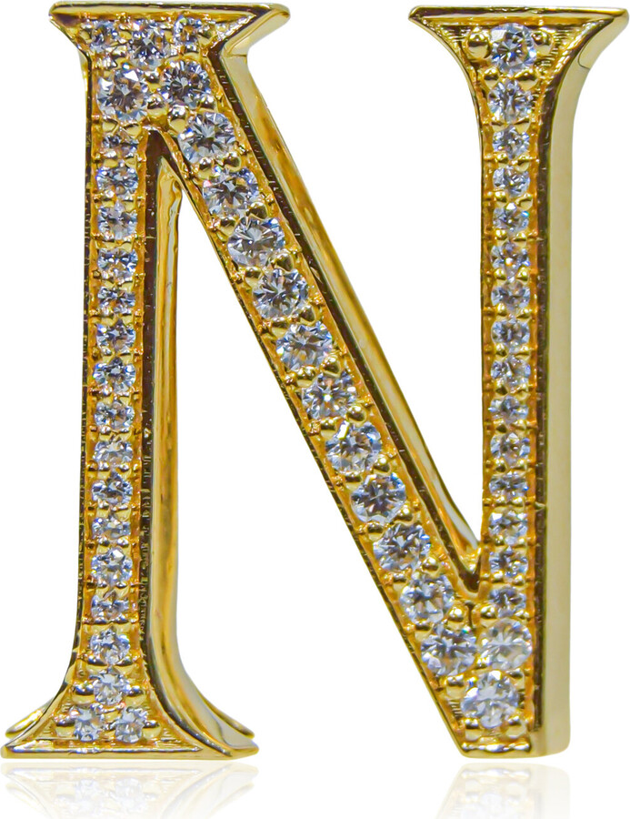 Ashna Mehta Alphabet 'N' 18K Yellow Gold Diamond Bag Charm