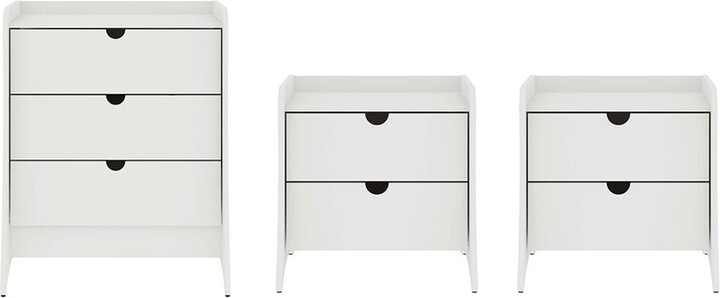 Manhattan Comfort Coney 3Pc Mid-Century Modern Dresser & Nightstand Set