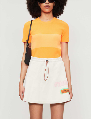 Heron Preston Graphic-print high-waist cotton-jersey mini skirt
