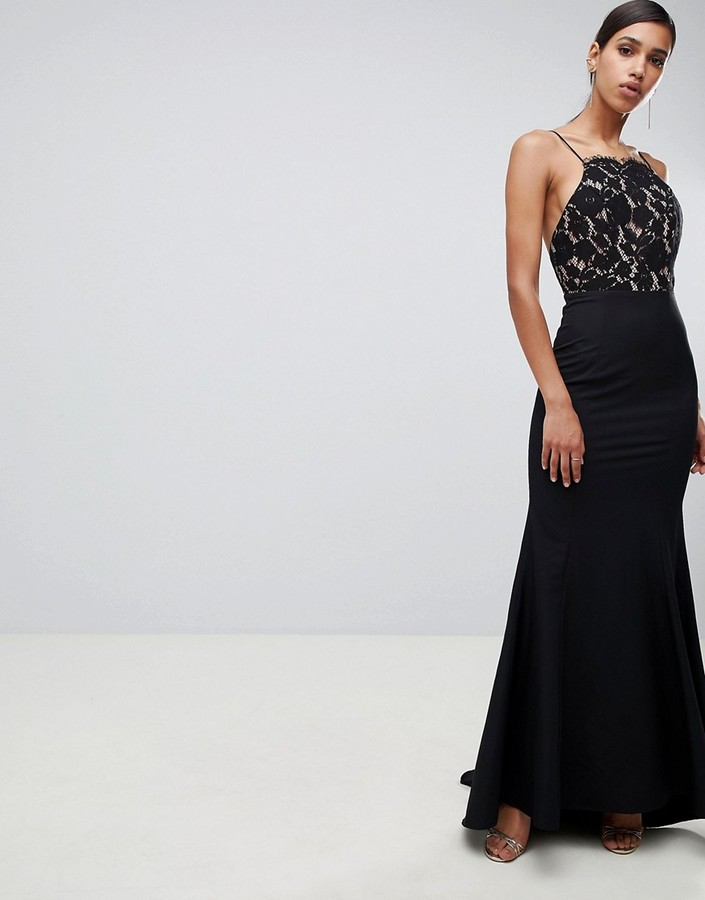 maxi dress with lace top