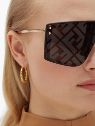 Fendi Eyeline Ff-print Shield Metal Sunglasses - Multi