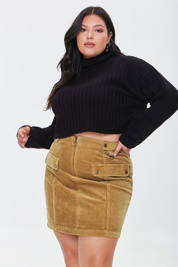 brown plus size mini skirts