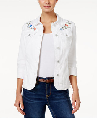 Charter Club Embroidered Denim Jacket, Created for Macy's