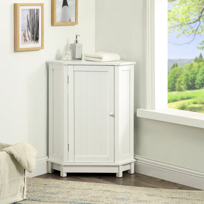 Modern Style Triangle Bathroom Cabinet - White , Adjustable Shelves, Meets Storage Demands Cupboard Triangle, Board, Shelves For A Neat