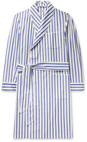 Thumbnail for your product : Paul Stuart Piped Striped Cotton-Broadcloth Robe