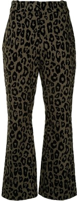 leopard flare pants green