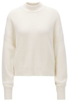 Thumbnail for your product : HUGO BOSS Relaxed-fit cropped sweater in a ribbed knit