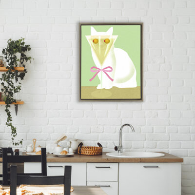 George Oliver Cat with Martini Olive Eyes Floating Frame design by Lil' Rue