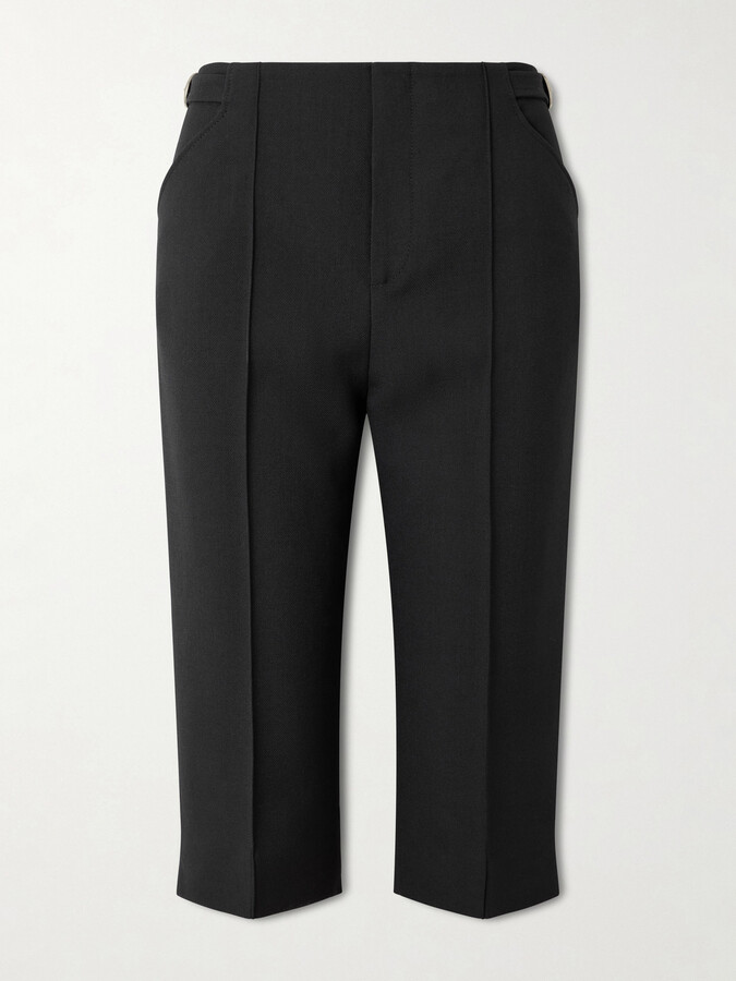 Chloé - Buckle-embellished Wool-crepe Straight-leg Capri Pants - Black