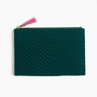 J.Crew Large pouch in quilted velvet