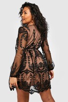 Thumbnail for your product : boohoo Boutique Lace Plunge Skater Dress
