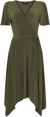 Wallis Khaki Midi Wrap Fit and Flare Dress