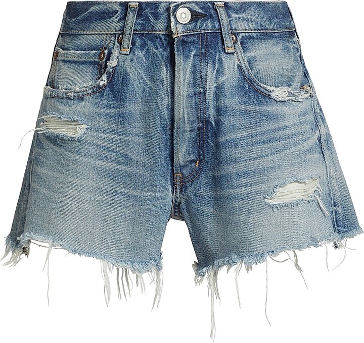 Moussy Vintage Women's Packard Distressed Shorts - Blue - Size 24