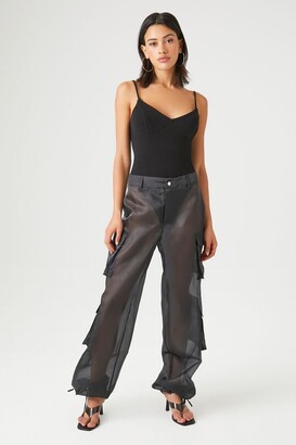 Forever 21 Women's Sheer Organza Cargo Pants in Black Small - ShopStyle