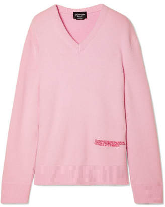 Calvin Klein Embroidered Wool And Cotton-blend Sweater