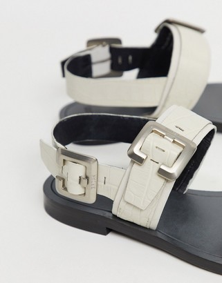 Bronx sling back sandals in off white leather
