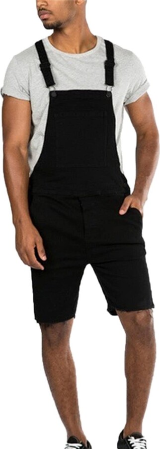 DianShaoA Men Denim Trousers Slim Fit Adjustable Strap Casual Shorts Bib Overalls Dungarees Jeans Jumpsuits 