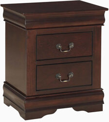Red Barrel Studio 1pc Cherry Finish Two Drawers Louis Philip Nightstand Contemporary & Simple Style