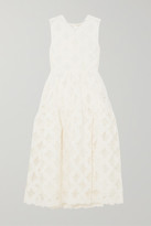 Thumbnail for your product : Cecilie Bahnsen Aretha Open-back Floral-embroidered Cotton-blend Tulle Midi Dress - White