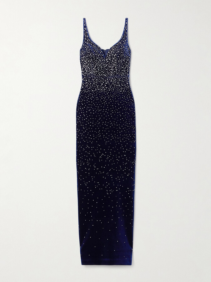 Alex Perry Crystal-embellished Velvet Gown - Blue