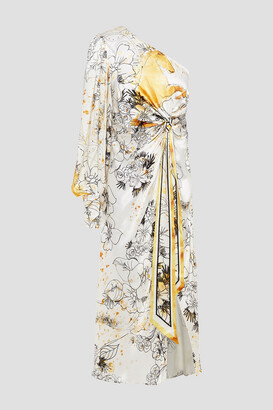 Leo Lin Urbanist One-shoulder Printed Silk-satin Midi Dress