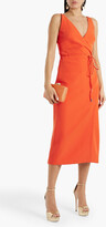 Thumbnail for your product : Halston Wrap-effect stretch-crepe midi dress