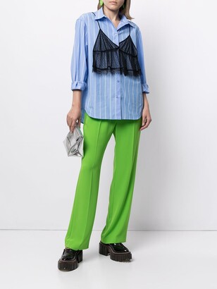 pushBUTTON Striped Tulle-Overlay Shirt