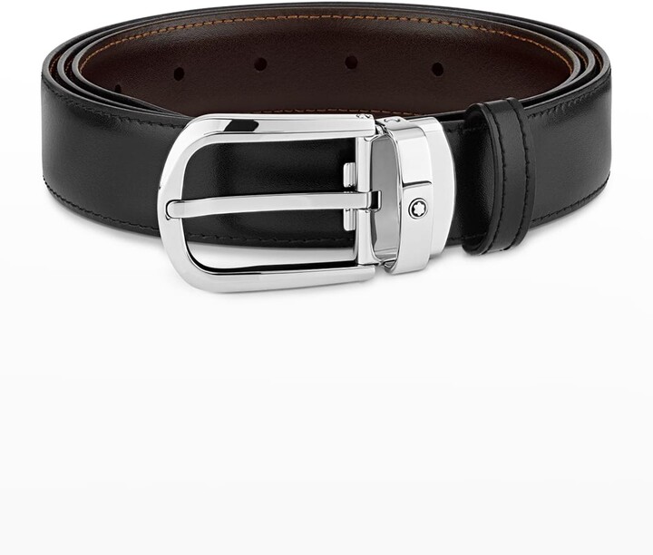 Montblanc Men's Horseshoe-Buckle Reversible Leather Belt - ShopStyle