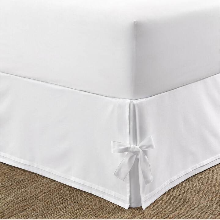 Laura Ashley Corner Ties Solid White Bed Skirt