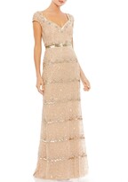 Thumbnail for your product : Mac Duggal Scallop Sequin & Beaded Cap-Sleeve Gown