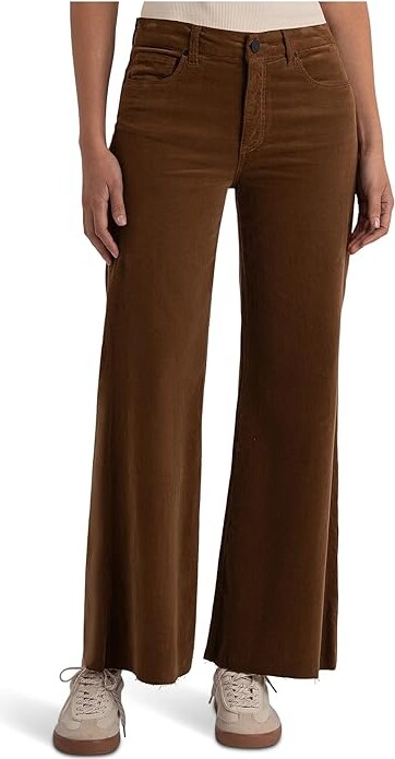 KUT from the Kloth Meg High Rise Fab Ab Wide Leg Raw Hem-Long Inseam Women's Jeans Dark Plum : 8 R Cotton/Denim/Spandex
