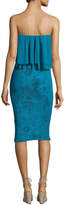 Thumbnail for your product : Fuzzi Ruffled Off-the-Shoulder Stretch-Lace Sheath Dress, Turquoise